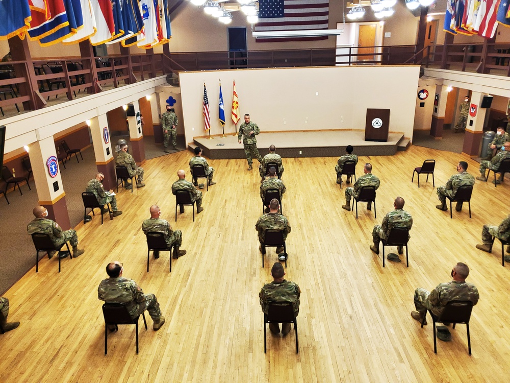 Command Sergeant Major of Army Reserve speaks with troops at Fort McCoy