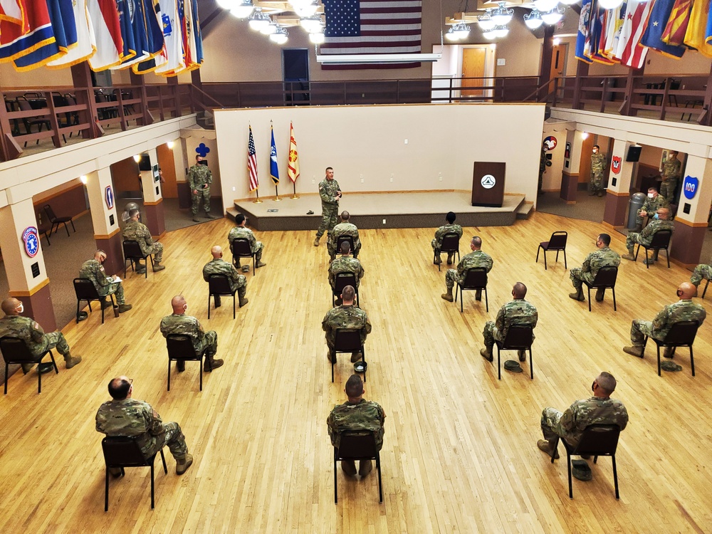 Command Sergeant Major of Army Reserve speaks with troops at Fort McCoy