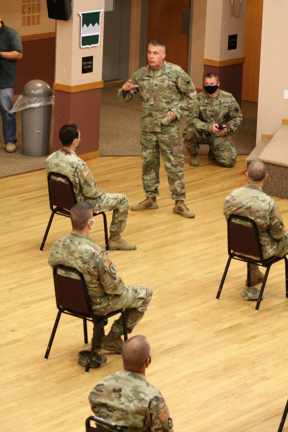 Command Sergeant Major of Army Reserve speaks with troops at Fort McCoy