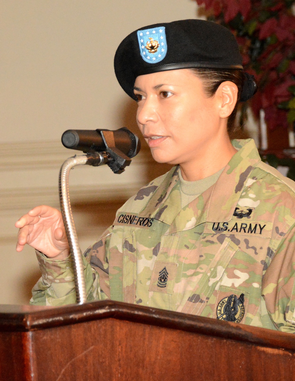 CSM Marissa Cisneros takes charge as the Logistics NCOA commandant