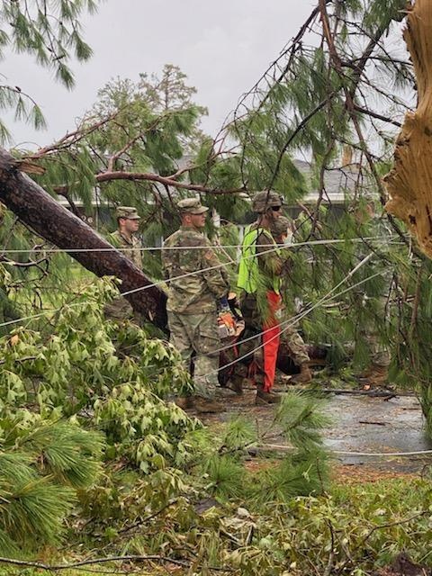 Louisiana National Guard Soldiers Clear Roads in Aftermath of Hurricane Laura