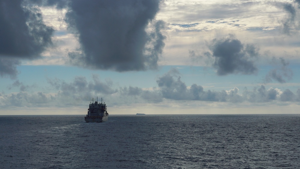 USS HALSEY CONDUCTS A REPLENISHMENT-AT-SEA