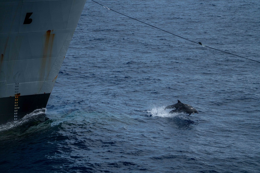 USS HALSEY CONDUCTS A REPLENISHMENT-AT-SEA