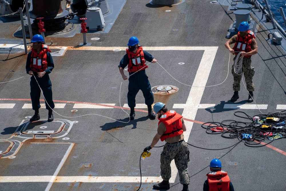 USS HALSEY CONDUCTS A REPLENISHMENT-AT-SEA