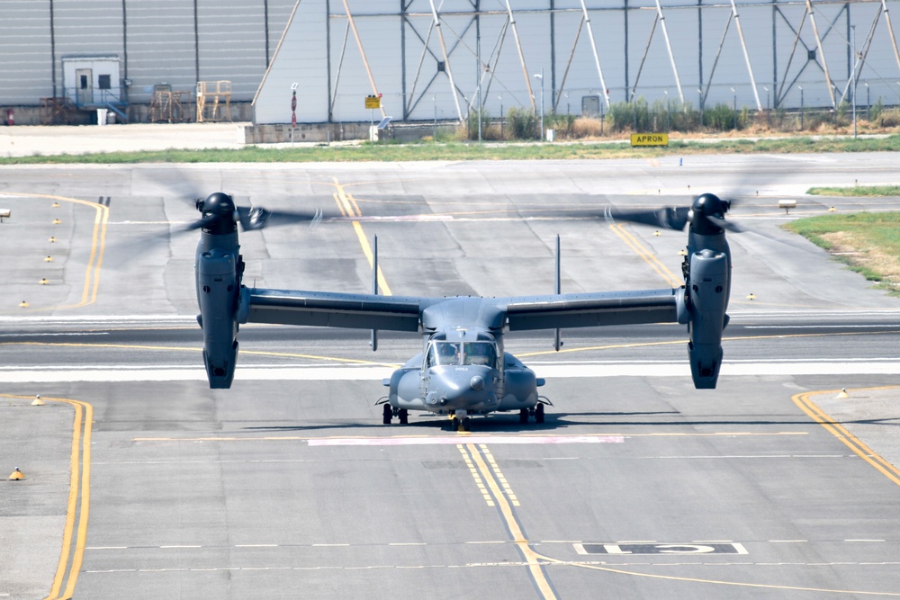 Air Force CV-22B Ospreys Conduct Refueling Operations Onboard NSA Naples