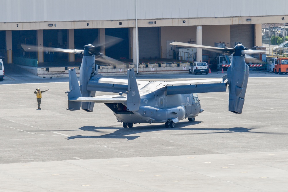 Air Force CV-22B Ospreys Conduct Refueling Operations Onboard NSA Naples