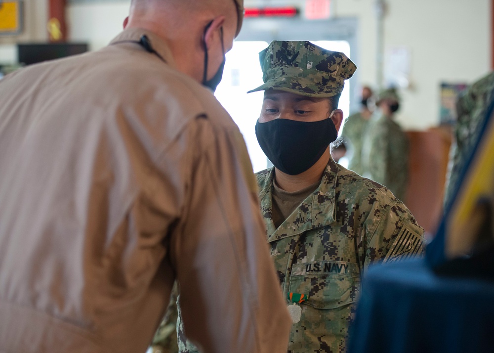 CAMP LEMONNIER HOLDS AWARDS CEREMONY PINNING SAILORS, SOLDIERS