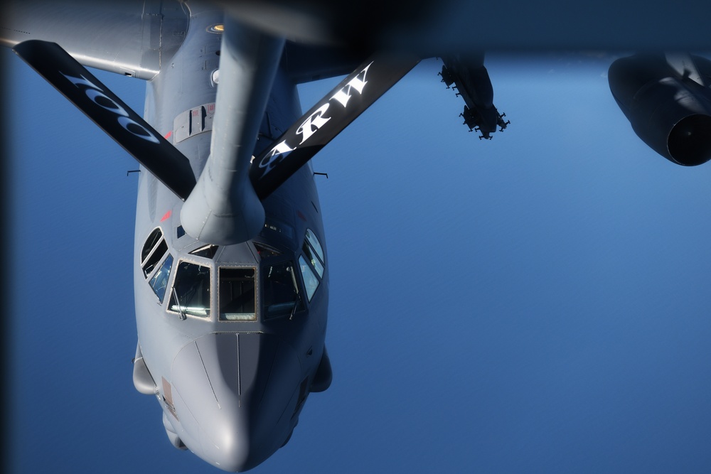 U.S. Air Force B-52s refuel over the North Sea