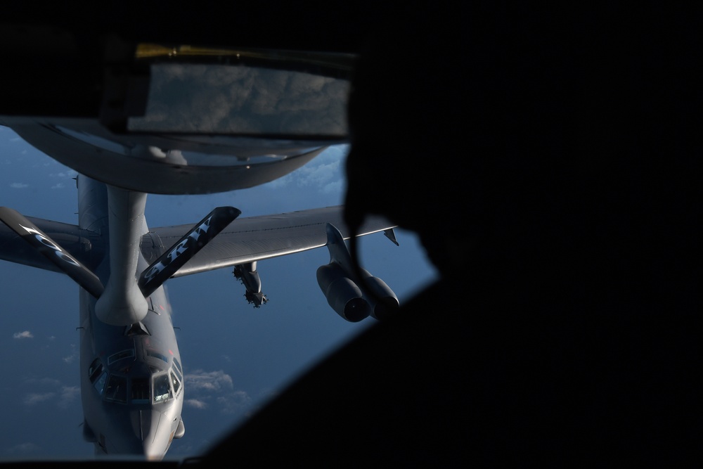 U.S. Air Force B-52s refuel over the North Sea