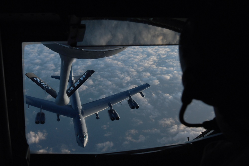 U.S. Air Force B-52s refuel over the North Sea