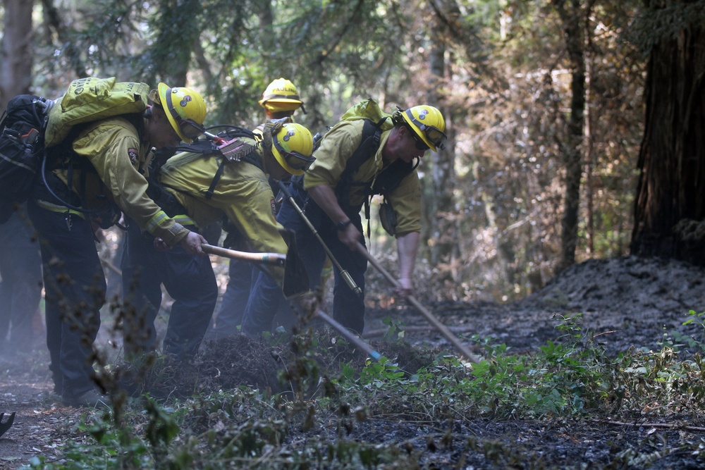 Cal Guard TF Rattlesnake contains CZU Lightning Complex Fire