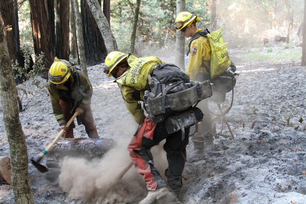 Cal Guard TF Rattlesnake contains CZU Lightning Complex Fire