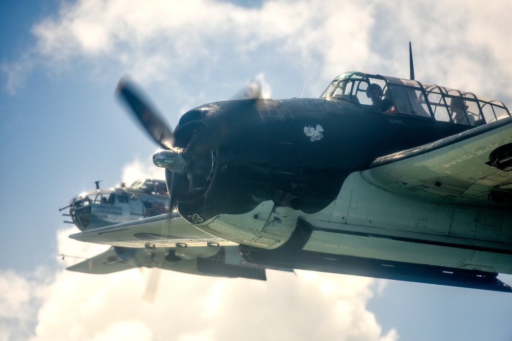 WWII-Era Warbirds Fly Over Hawaii