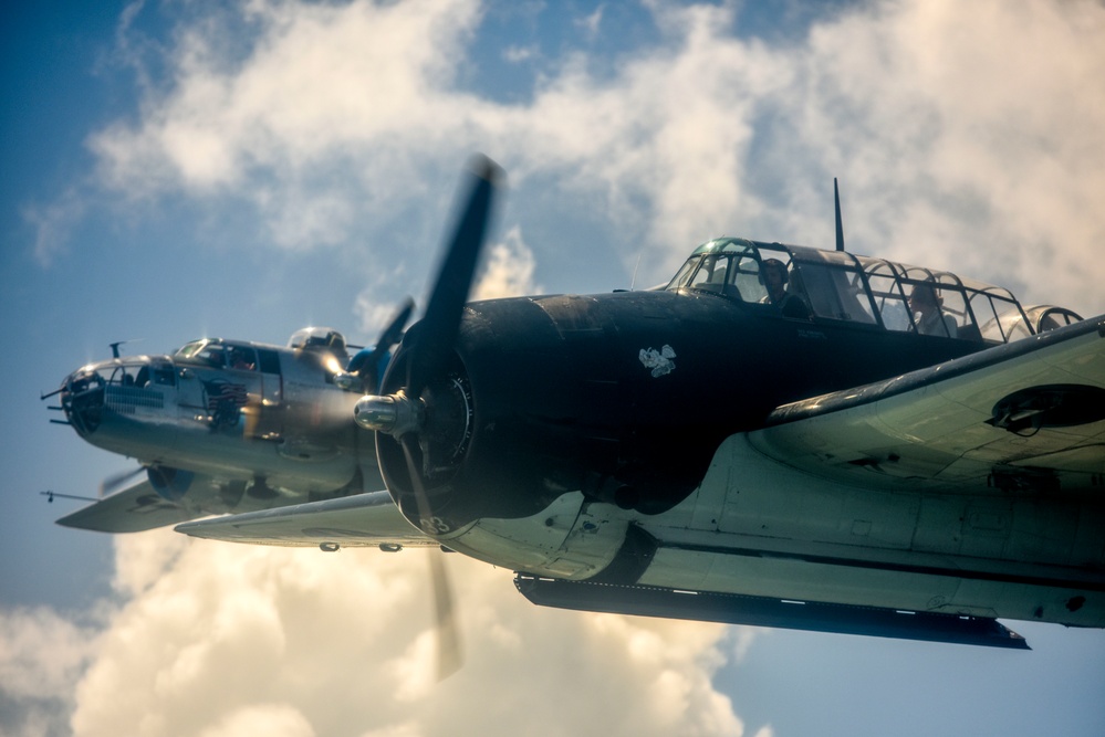 WWII-Era Warbirds Fly Over Hawaii