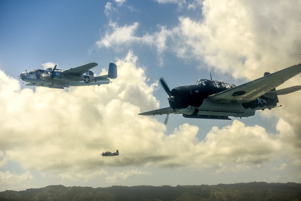 WWII-Era Warbirds Fly Over Hawaii