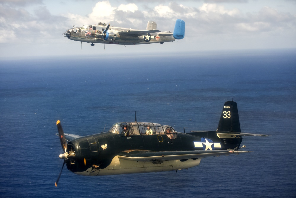 WWII-Era Warbirds Fly Over Hawaii