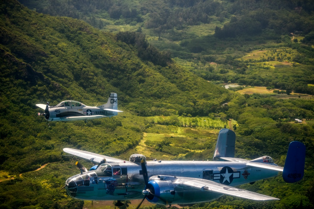 WWII-Era Warbirds Fly Over Hawaii