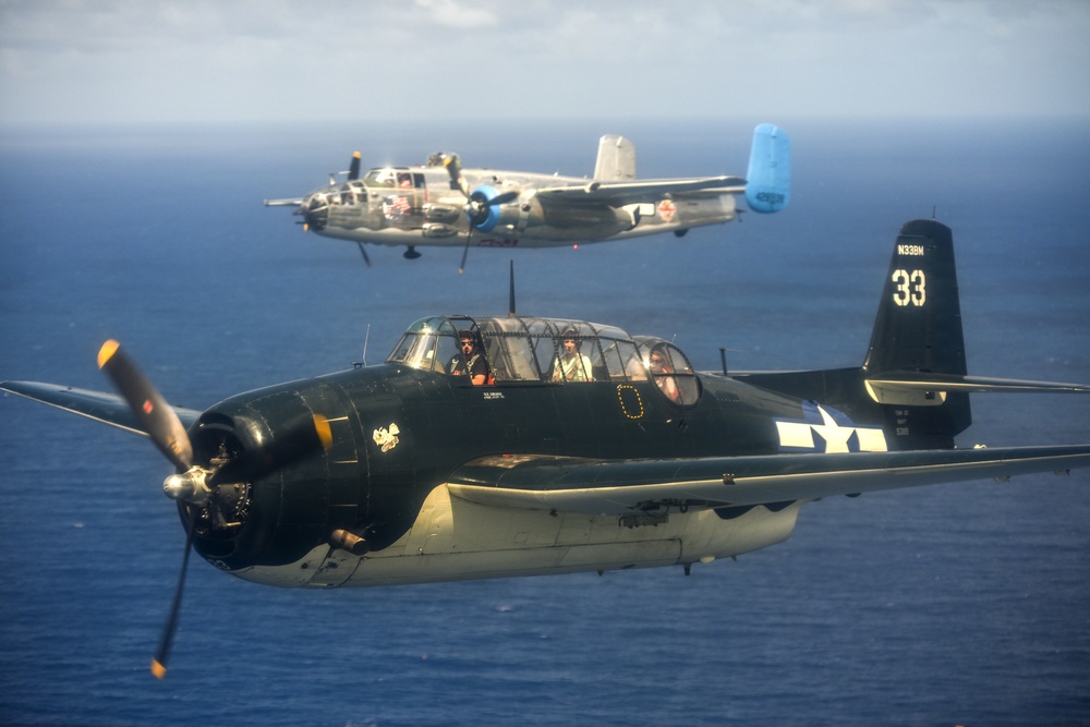 WWII-Era Warbirds Fly Over Hawaii