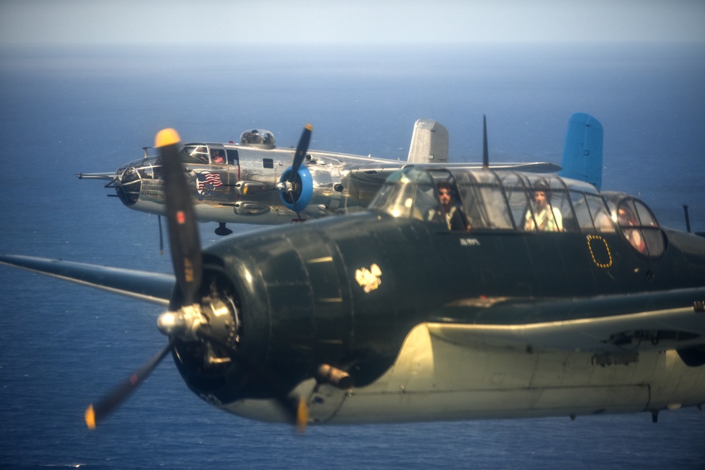 WWII-Era Warbirds Fly Over Hawaii