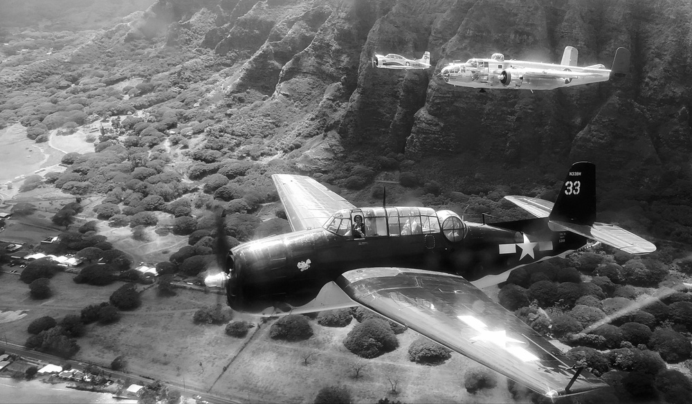 WWII-Era Warbirds Fly Over Hawaii