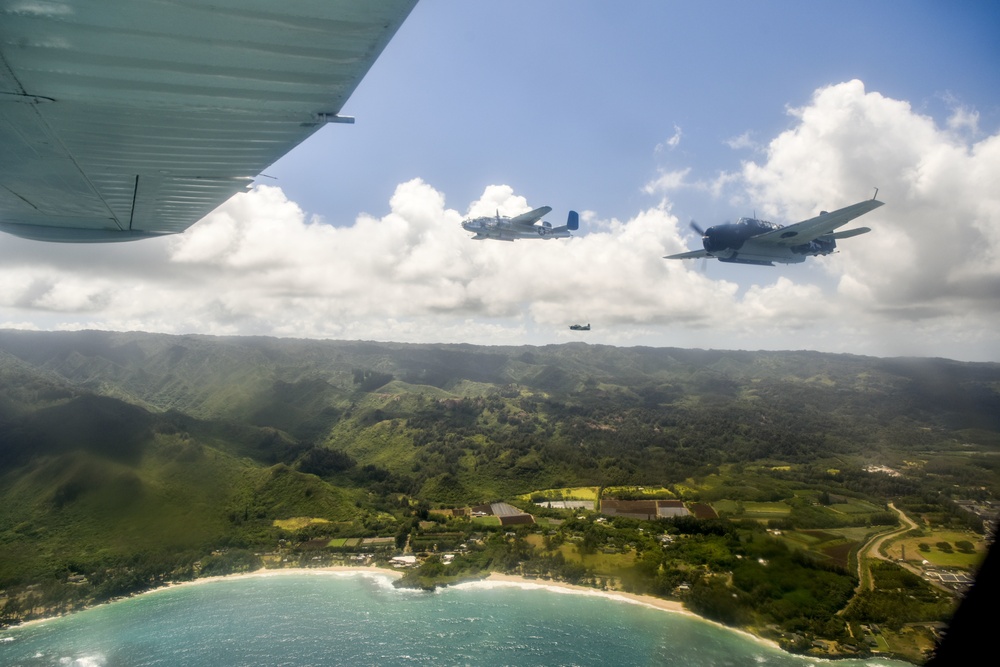 WWII-Era Warbirds Fly Over Hawaii