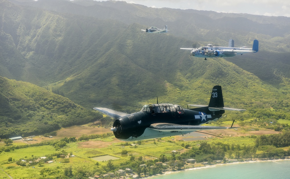 WWII-Era Warbirds Fly Over Hawaii