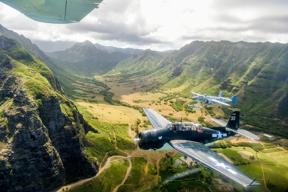 WWII-Era Warbirds Fly Over Hawaii