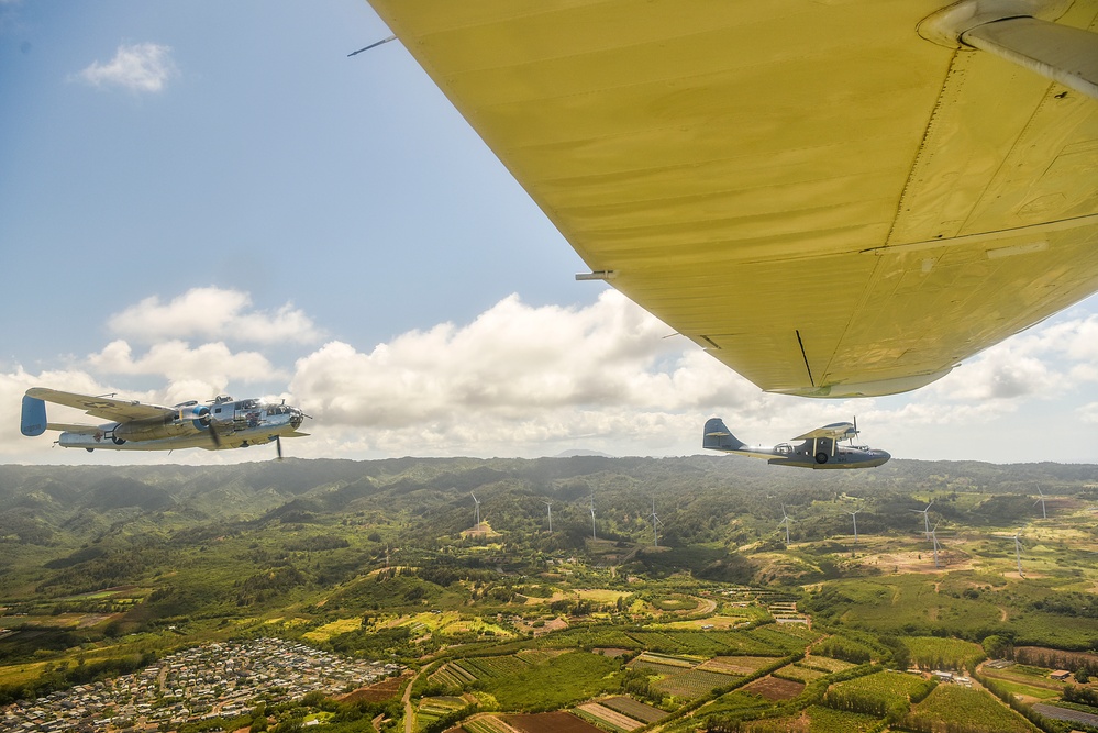 WWII-Era Warbirds Fly Over Hawaii