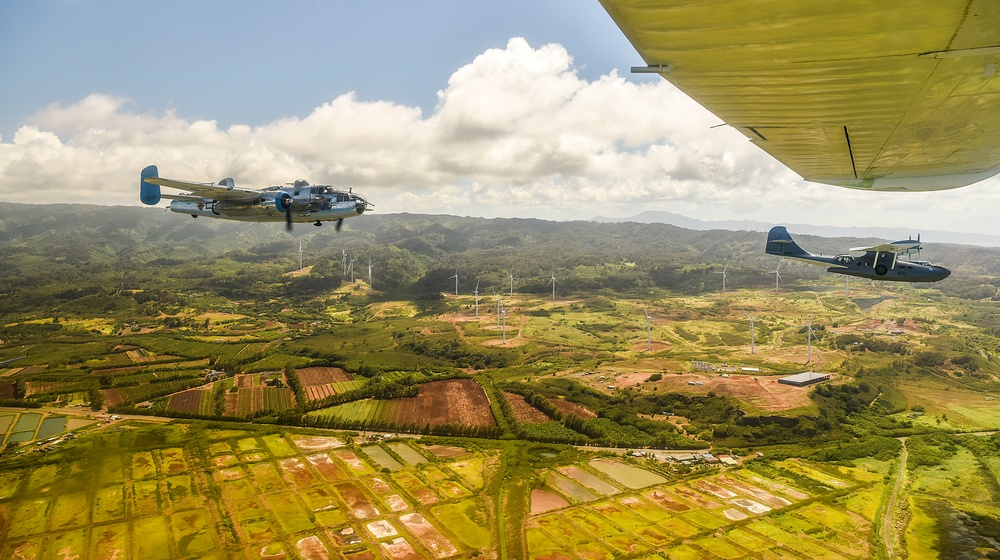 WWII-Era Warbirds Fly Over Hawaii