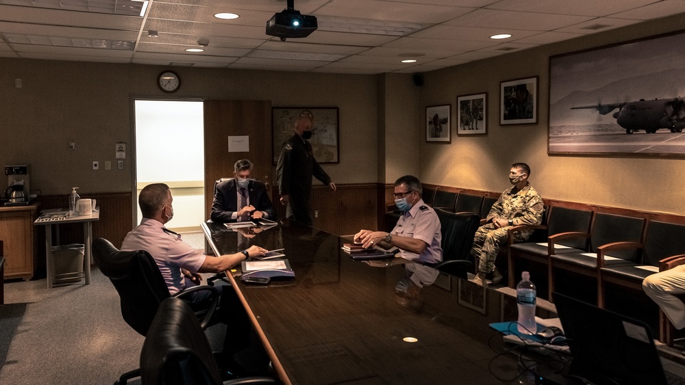 U.S. Rep. Darin LaHood meets with 182nd Airlift Wing, Illinois Air National Guard leadership in Peoria, Ill., Aug. 24, 2020