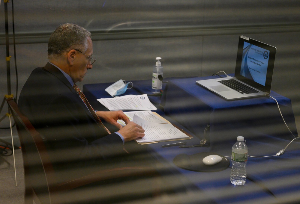 Robert Soofer, Deputy Assistant Secretary of Defense for Nuclear and Missile Defense Policy, speaks virtually at the Air Force Association Mitchell Institute Nuclear Deterrence forum