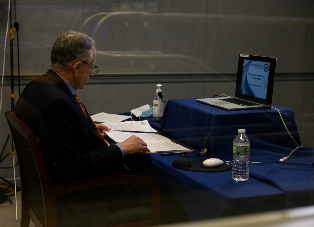 Robert Soofer, Deputy Assistant Secretary of Defense for Nuclear and Missile Defense Policy, speaks virtually at the Air Force Association Mitchell Institute Nuclear Deterrence forum