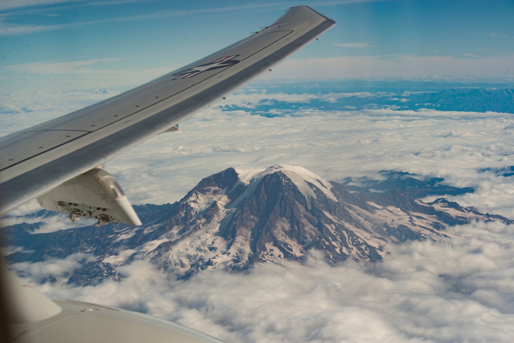 VP-4 P-8A Poseidon Flies Over Mt. Adams