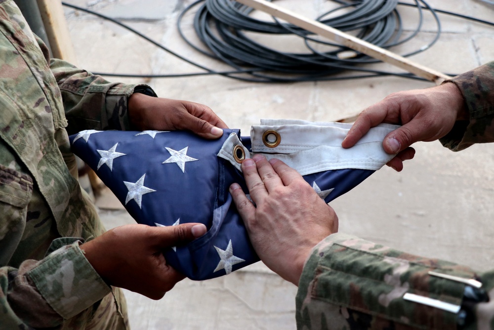 Last US flag flown at Taji Military Complex