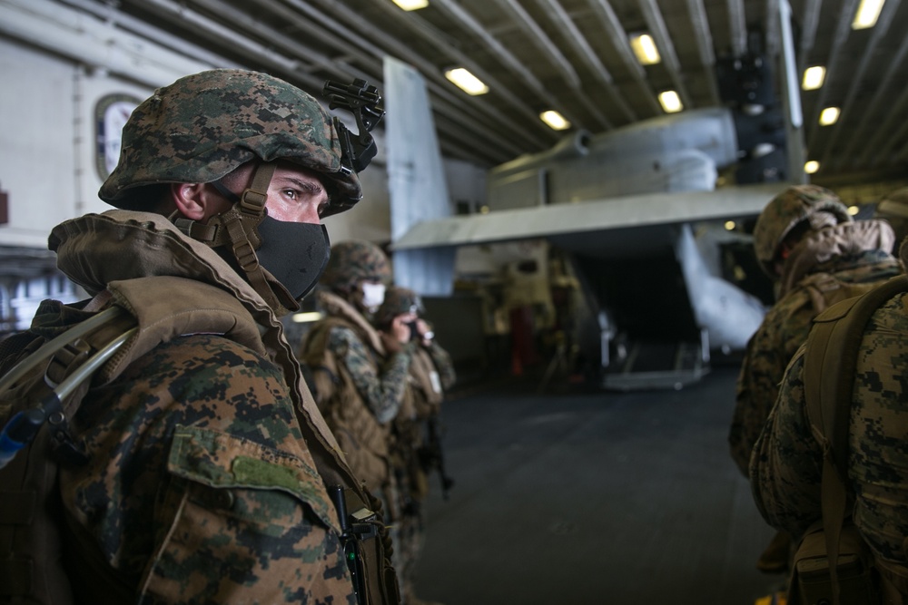 CLB-31, 31st MEU conducts NEO training exercise aboard USS America