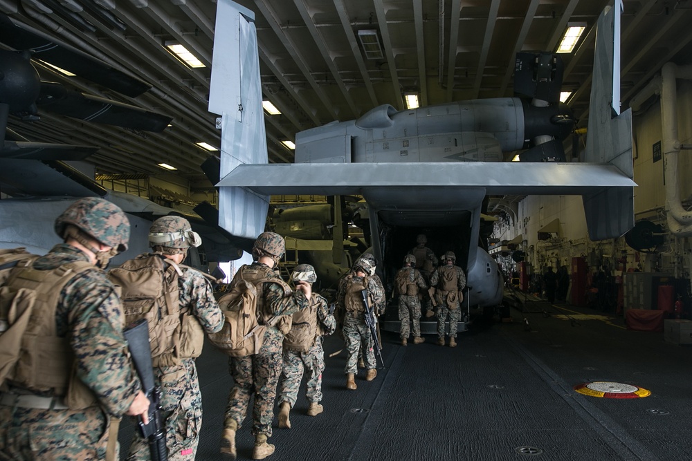 CLB-31, 31st MEU conducts NEO training exercise aboard USS America