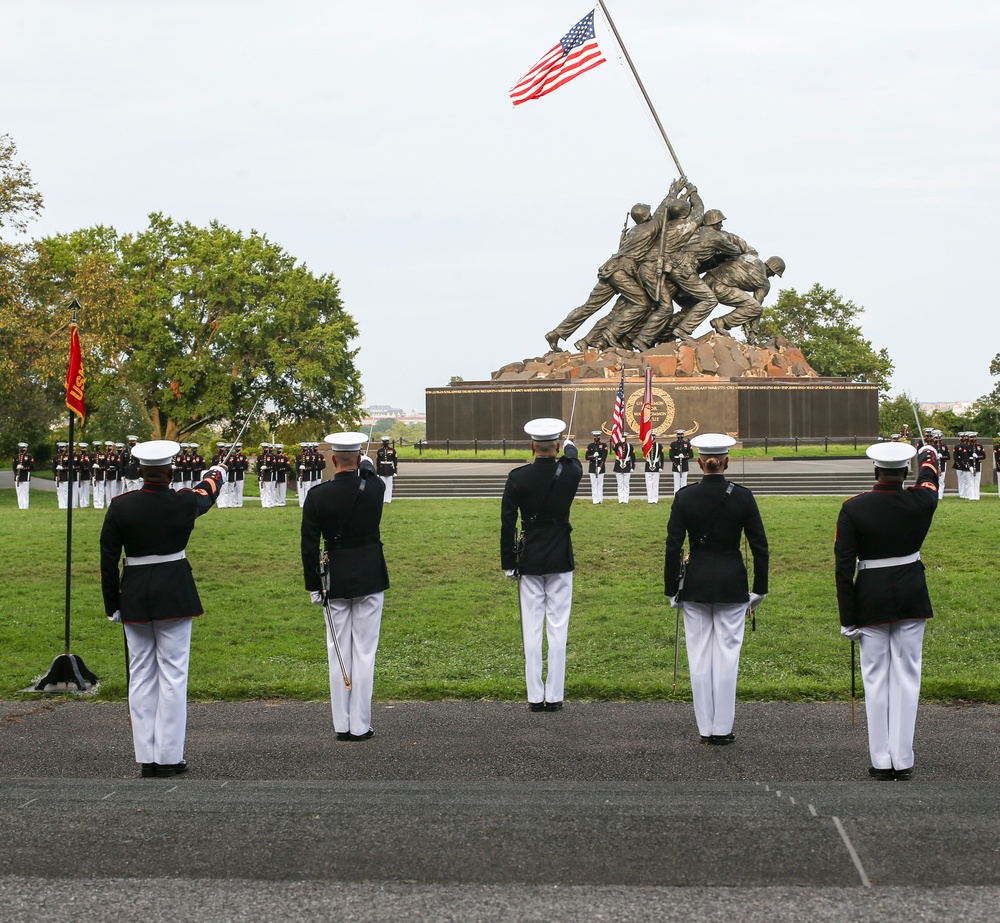 Marines Commemorate 75th Anniversary of the End of WWII in the Pacific with a Sunset Parade at the Marine Corps War Memorial