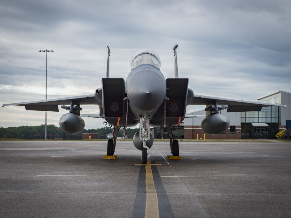 F-15 departs Bradley Air National Guard Base