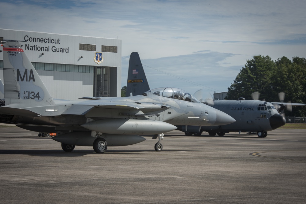 F-15 departs Bradley Air National Guard Base