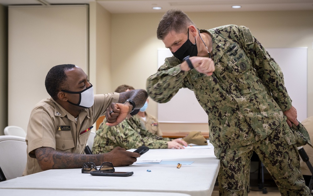 Sailors participate in the Navywaide E-6 Advancement Exam