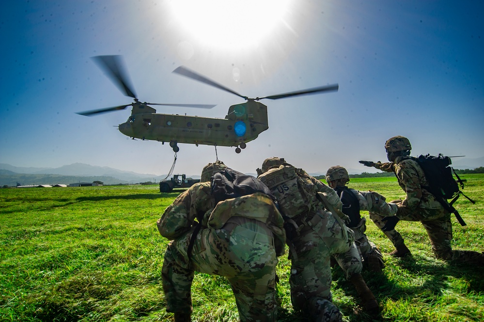 US Marine and Soldiers conduct joint sling load operation in Honduras