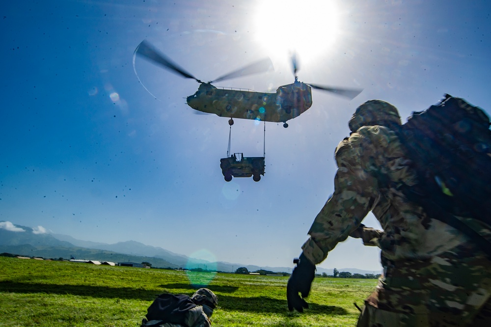 US Marine and Soldiers conduct joint sling load operation in Honduras