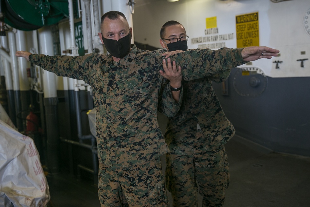 CLB-31, 31st MEU conducts NEO training exercise aboard USS America