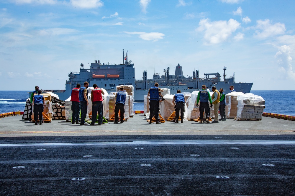 Replenishment-at-sea aboard USS America (LHA 6)