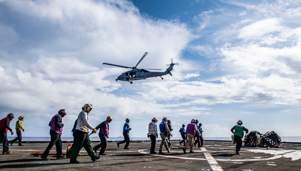 USS Germantown (LSD 42) Conducts a Replenishment-at-Sea with USNS Charles Drew (T-AKE 10)