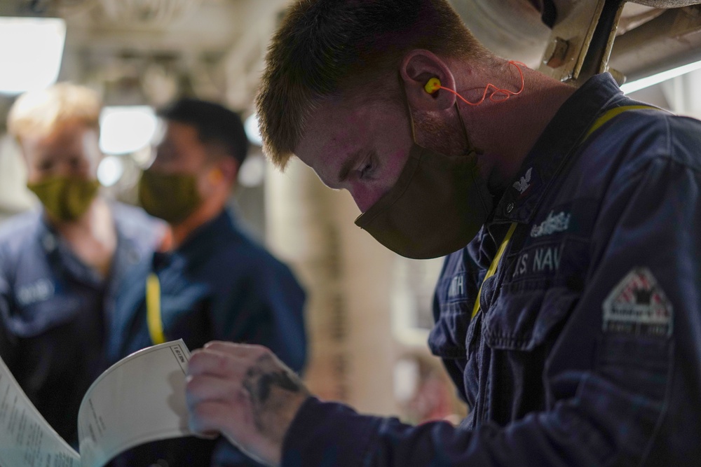 USS HALSEY CONDUCTS ENGINEERING DRILLS