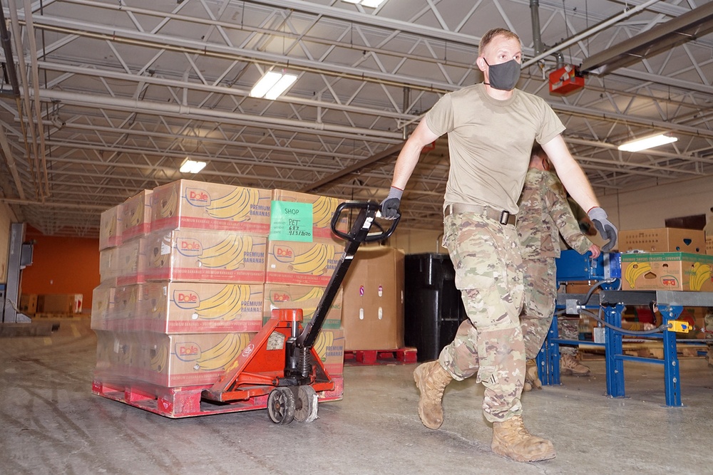 Michigan National Guard COVID-19 Joint Task Force Work in Local Food Bank