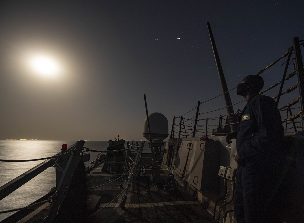 Sterett Sailors Stands Night Watch