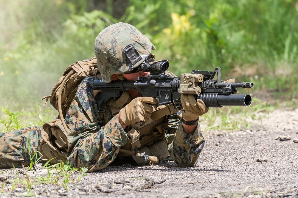 Chicago based Marines from the 2nd Battalion 24th Marines conduct weapons and team training at Total Force Training Center Fort McCoy 3-14 August 2020