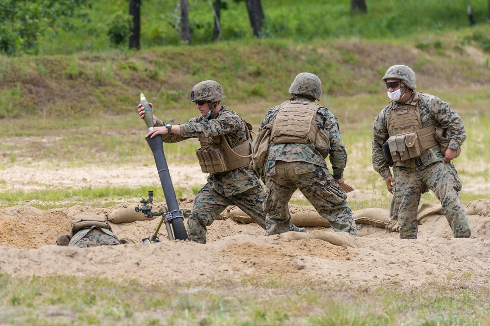 Chicago based Marines from the 2nd Battalion 24th Marines conduct weapons and team training at Total Force Training Center Fort McCoy 3-14 August 2020